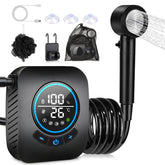 Spopal portable camping shower unit showing compact setup for quick outdoor rinses.