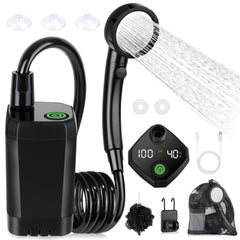 Spopal portable shower overview highlights compact outdoor setup for easy transport