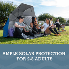 Sport-Brella Fieldedge gray side panels providing extra shade and privacy.