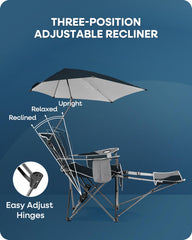 Sport-Brella Midnight Blue umbrella offers 3-way swivel for adjustable shade.