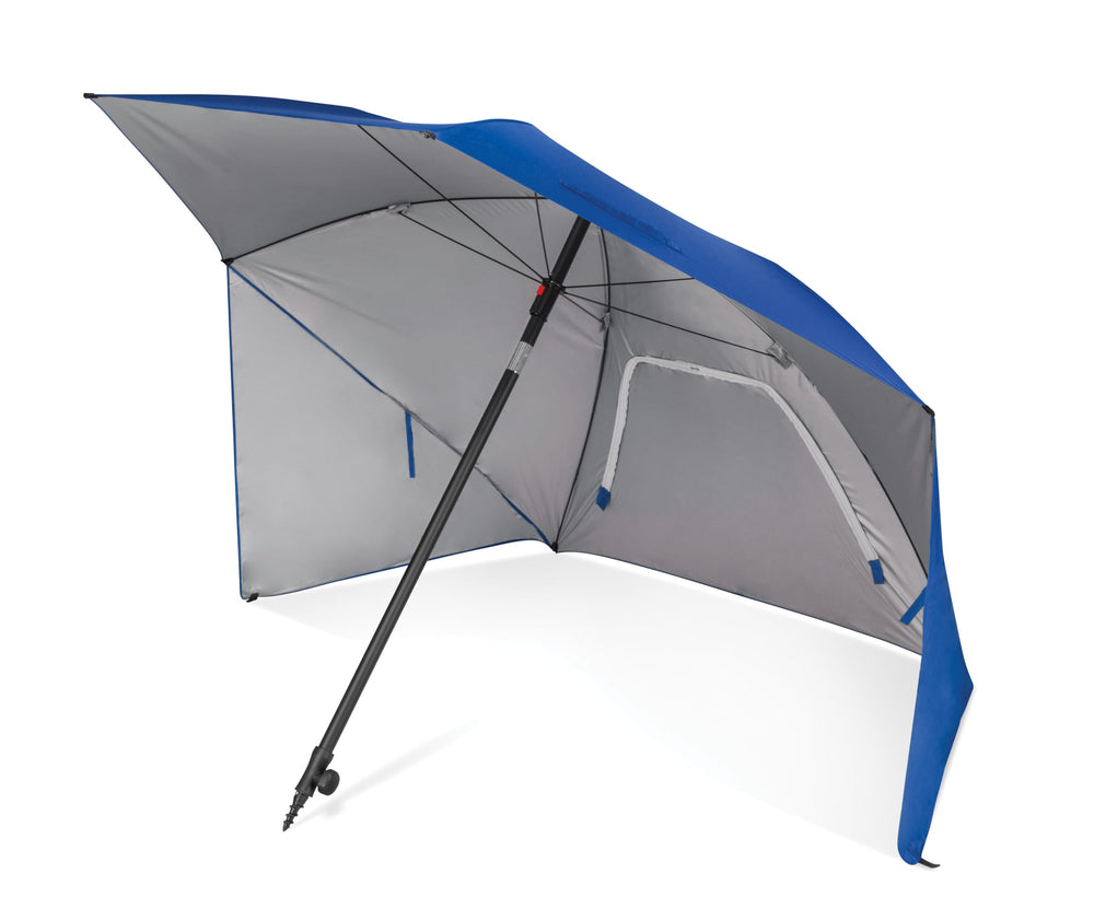 Sport-Brella Ultra angled blue canopy shade for clear sight lines at events