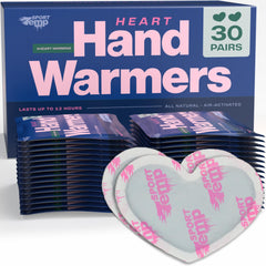 Sport Temp heart-shape hand warmers packaged for gifting and storage.