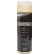 Sporti 26x17 chamois towel absorbs water quickly for post-swim drying.