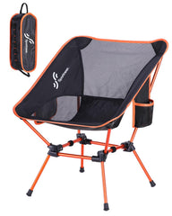 Sportneer camping chair with stable square frame for balance on uneven ground.