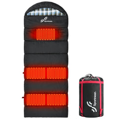 Sportneer heated sleeping bag with five zones for targeted warmth outdoors.