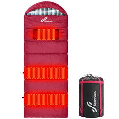 Sportneer heated sleeping bag exterior with five-zone warmth for cold-weather camping