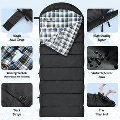 Sportneer heated sleeping bag two-way zipper for easy entry and venting.