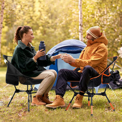 Sportneer orange camping chair height adjustment for versatile seating positions.