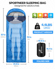 Sportneer sleeping bag 4-season warmth shell and lining detail.