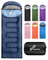 Sportneer sleeping bag shell closeup shows durable fabric for 3-season camping comfort.