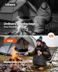 Sportneer wearable sleeping bag compression-sack packs compact warmth for travel.