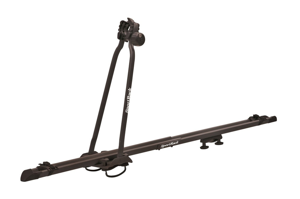 SportRack Upshift on-roof bicycle carrier securing bike during transit