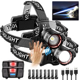 Spriak headlamp front view delivering bright illumination for night running and camping.