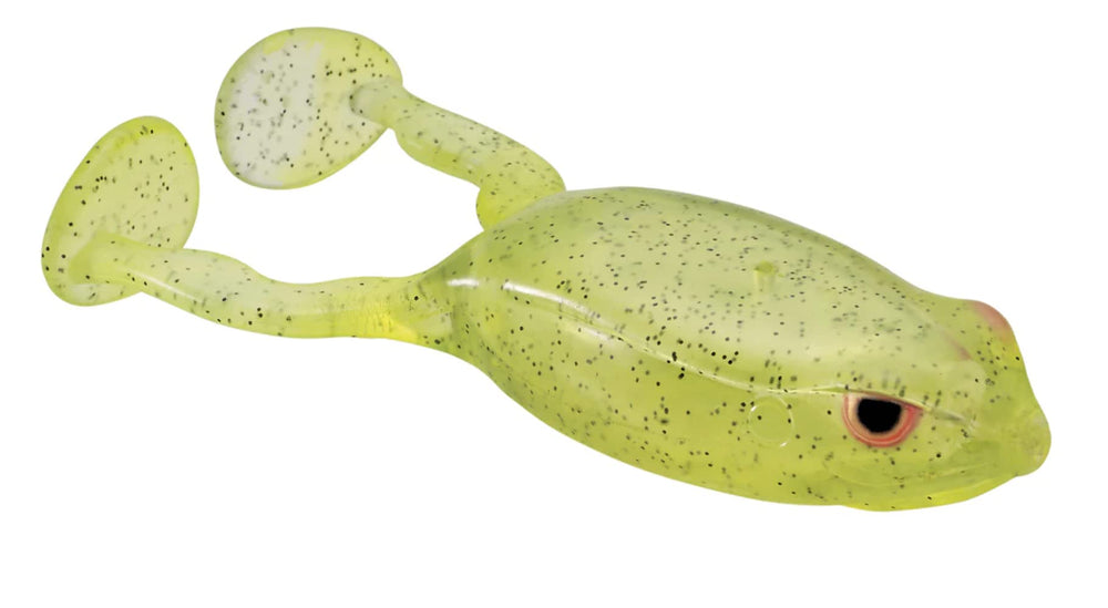 Spro Flappin Frog 65 yellow sparkle lure for improved visibility.