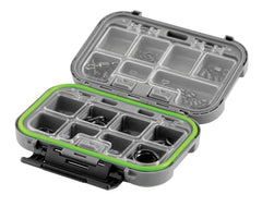 Spro Terminal Box S waterproof gray/green keeps terminal tackle organized on the boat