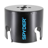 Spyder 3-1/2-inch carbide tipped hole saw cutting wood for precise holes