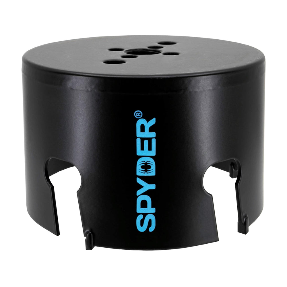 Spyder 4-inch TCT hole saw cuts wood with precise, clean holes.