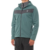 Spyder Ghost large full-zip hooded soft shell jacket front view with weather-ready embroidered logo