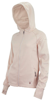 Spyder Hayer full-zip fleece jacket front view shows streamlined fit and warmth for outdoor layering.