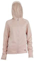 Spyder Hayer hooded detail in Misty Rose highlights a cozy lined interior.