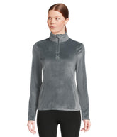 Spyder Shimmer Bug 1/2 Zip slate blue front view shows cozy fleece