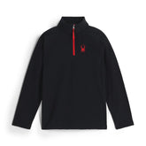 Spyder youth speed fleece half-zip black front view showing cozy warmth
