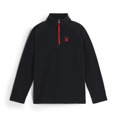 Spyder youth speed fleece half-zip black front view showing cozy warmth
