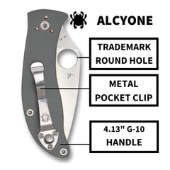 Spyderco Alcyone Walker Linerlock ensures reliable blade deployment.