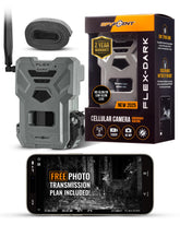 SPYPOINT Flex-Dark front view camera for discreet wildlife monitoring in low light.