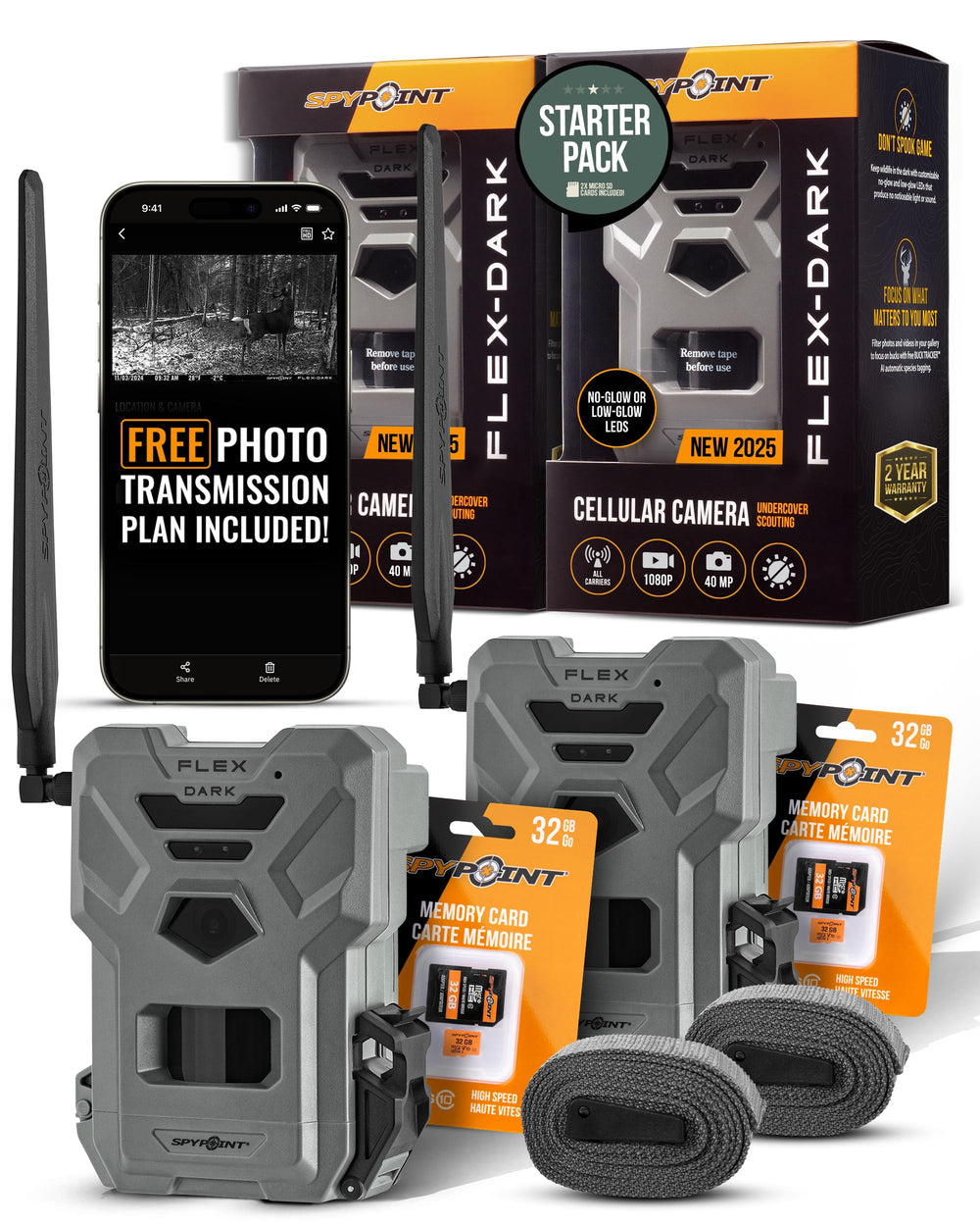 SPYPOINT Flex-Dark twin-pack front view for rugged concealment