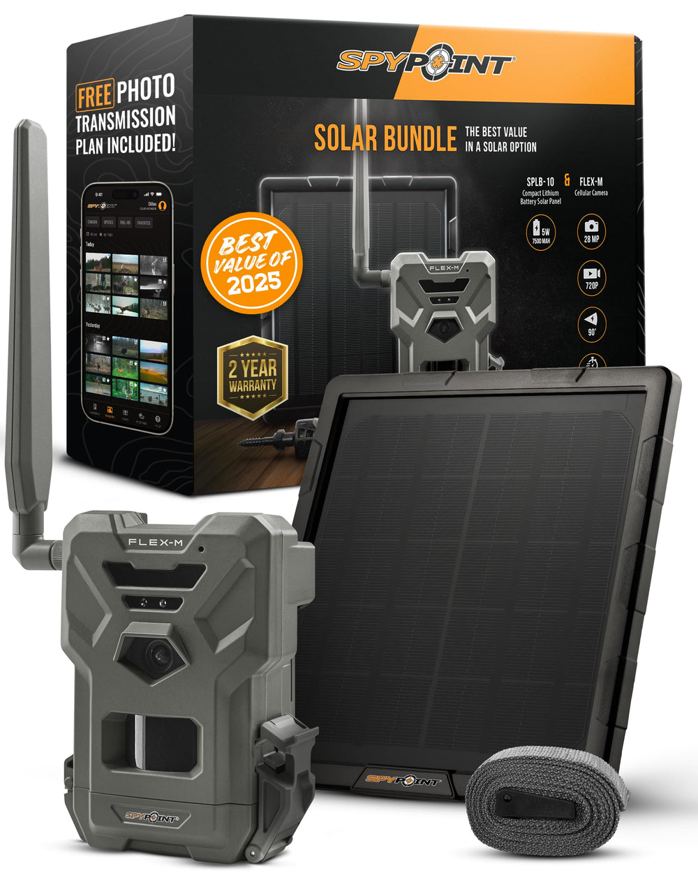 SPYPOINT Flex-M Solar Bundle camera ready for off-grid scouting powered by solar energy