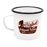 SQUATCH METALWORKS Bigfoot Sasquatch mug front view, bold outdoor design for camping