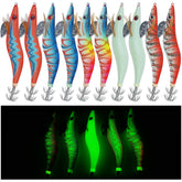 Glow squid jig lure set in display - 4.01 inches