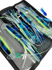 SquidNation Pakula 8-inch long-tail daisy chain close-up shows realistic bait spread.
