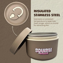 Squirm Shack stainless steel body offers durable protection for bait in rough conditions.