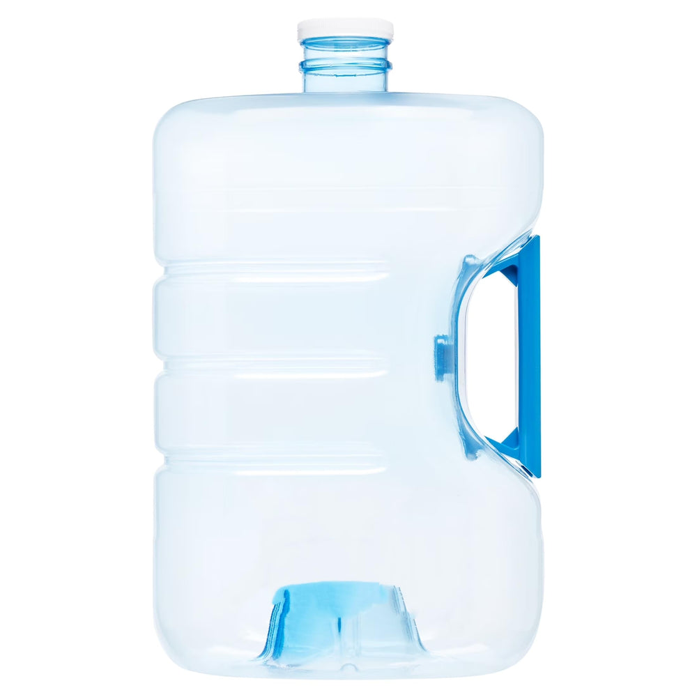 Stackable 3-gallon water container with a sturdy, portable handle.