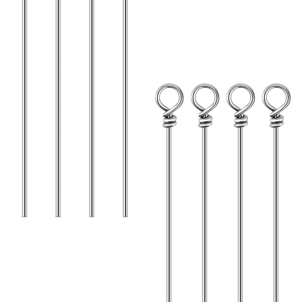 100-pack stainless steel spinner shaft showing looped end