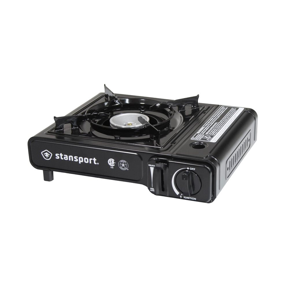 Stansport portable stove top view for travel-friendly camping.
