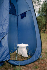 Removable ring on Stansport portable toilet secures bags for clean use