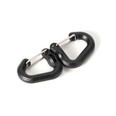 STBQHG 360° rotating double carabiner on backpack for secure gear attachment
