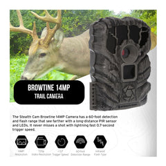 Stealth Cam Browtine trigger speed visualization highlights fast 0.7 second response.