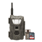 Stealth Cam Flashback 40MP white-flash trail camera mounted on a tree for wildlife monitoring.