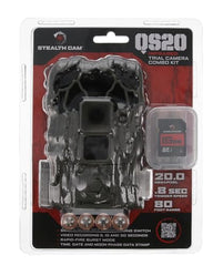 Stealth Cam QS20 back panel showing controls and ports