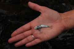 SteelShad Mini 1/4 oz silver hook detail highlights durable VMC hooks.
