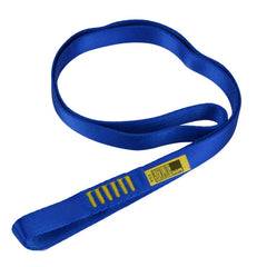Sterling blue 11/16-inch climbing sling for extending cams and securing anchors.