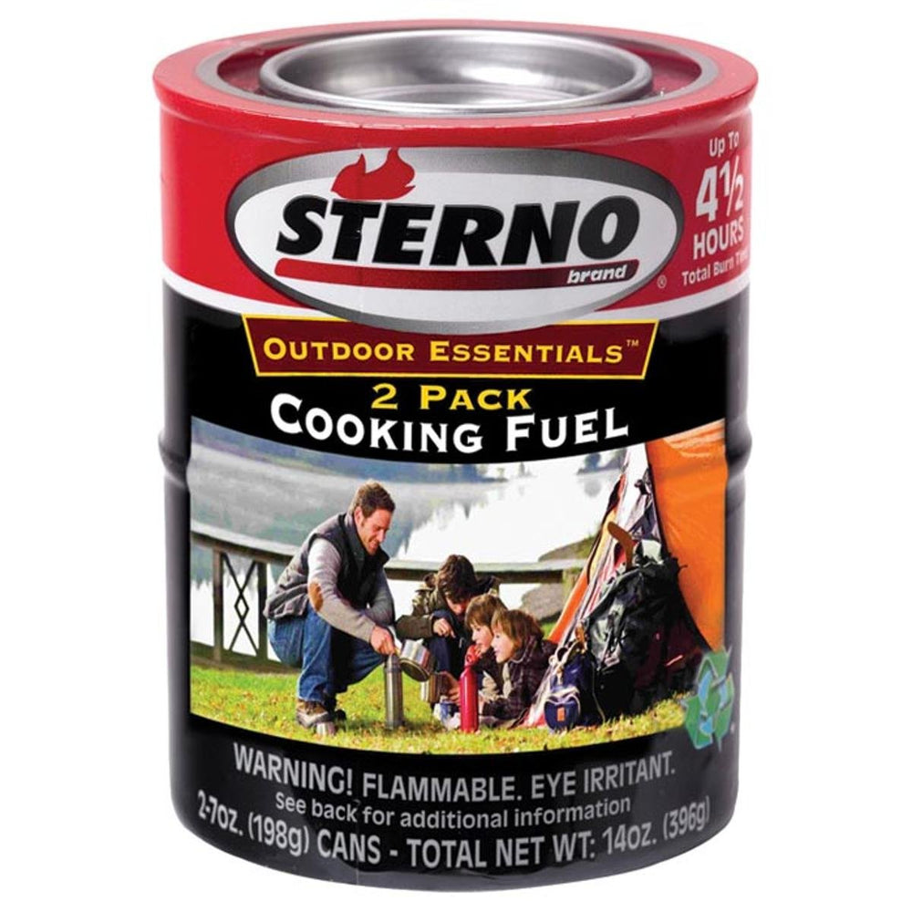 Sterno 7-ounce outdoor cooking fuel two-pack providing clean heat for outdoor events