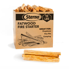 Sterno Fatwood fire starter sticks in a 10lb box for fast indoor or outdoor lighting
