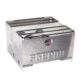 Sterno foldable stove setup shows portable outdoor meals perfect for camping and picnics.
