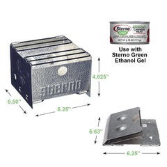 Sterno portable camping stove enables quick meals at campsites and parks.