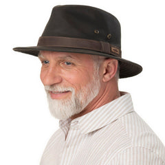 Stetson Sri Lanka Traveller hat side view showcasing leather-look trim.